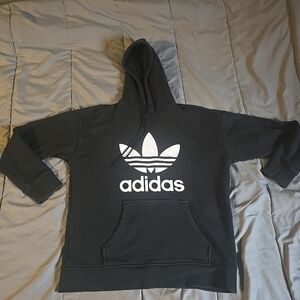 Adidas Sweater Adult M Black Hoodie Sweatshirt Pullover Trefoil Logo Mens